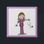 Brown Hair Female Stick Figure Nurse 15 Cm Square Badge<br><div class="desc">T-shirts,  hoodies,  magnets,  mugs,  cards,  stickers,  tote bags,  keychains,  buttons,  and more with a brown haired female stick figure nurse with a stethoscope,  great for RNs,  LPNs,  ER nurses,  paediatrics nurses,  OB nurses,  and future nurses! Easy to personalise before ordering!</div>