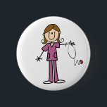 Brown Hair Female Stick Figure Nurse 6 Cm Round Badge<br><div class="desc">T-shirts,  hoodies,  magnets,  mugs,  cards,  stickers,  tote bags,  keychains,  buttons,  and more with a brown haired female stick figure nurse with a stethoscope,  great for RNs,  LPNs,  ER nurses,  paediatrics nurses,  OB nurses,  and future nurses! Easy to personalise before ordering!</div>