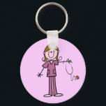 Brown Hair Female Stick Figure Nurse Key Ring<br><div class="desc">T-shirts,  hoodies,  magnets,  mugs,  cards,  stickers,  tote bags,  keychains,  buttons,  and more with a brown haired female stick figure nurse with a stethoscope,  great for RNs,  LPNs,  ER nurses,  paediatrics nurses,  OB nurses,  and future nurses! Easy to personalise before ordering!</div>