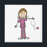 Brown Hair Female Stick Figure Nurse Magnet<br><div class="desc">T-shirts,  hoodies,  magnets,  mugs,  cards,  stickers,  tote bags,  keychains,  buttons,  and more with a brown haired female stick figure nurse with a stethoscope,  great for RNs,  LPNs,  ER nurses,  paediatrics nurses,  OB nurses,  and future nurses! Easy to personalise before ordering!</div>