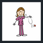 Brown Hair Female Stick Figure Nurse Poster<br><div class="desc">T-shirts,  hoodies,  magnets,  mugs,  cards,  stickers,  tote bags,  keychains,  buttons,  and more with a brown haired female stick figure nurse with a stethoscope,  great for RNs,  LPNs,  ER nurses,  paediatrics nurses,  OB nurses,  and future nurses! Easy to personalise before ordering!</div>