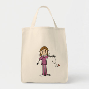 Brown Hair Female Stick Figure Nurse Tote Bag