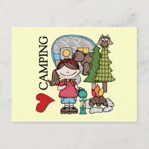 Brown Hair Girl I Love Camping Postcard