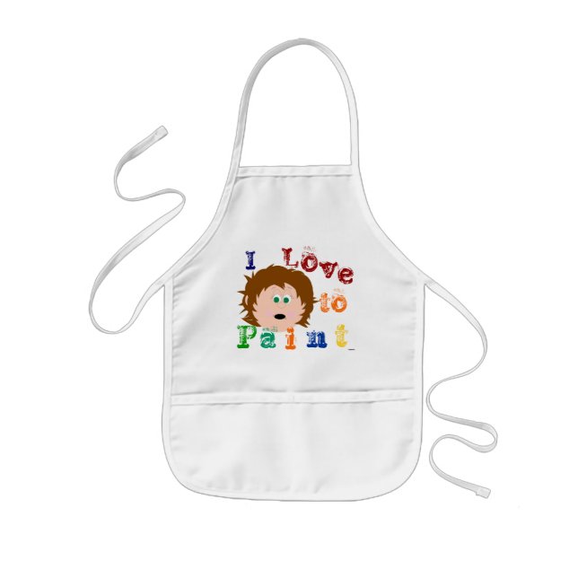 Brown Hair Green Eyed Little Girls Face Painting Kids Apron (Front)