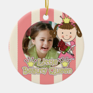 Brown Hair Little Beauty Queen Photo Ornament
