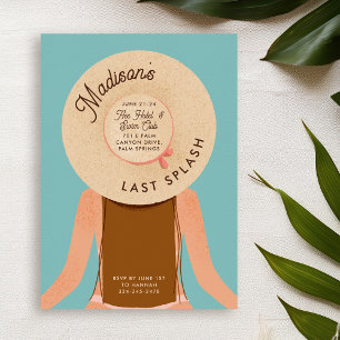 Brown Hair Palm Springs Bachelorette Pool Party Invitation