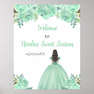 Brown Hair Princess Mint Sweet Sixteen Welcome Poster