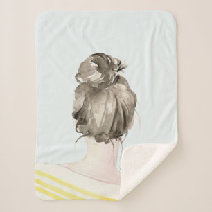 Brown Hair Top Knot Bun Sherpa Blanket