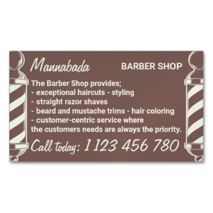 Brown hairdresser barber haircare for men magnetic business card