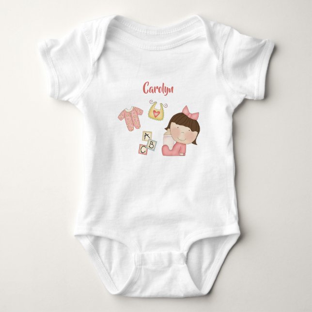 Brown Haired Baby Girl - ABC's Bodysuit (Front)