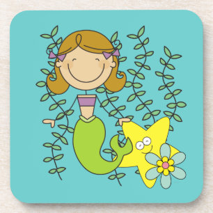 Brown Haired Mermaid Coaster