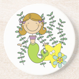 Brown Haired Mermaid Coaster