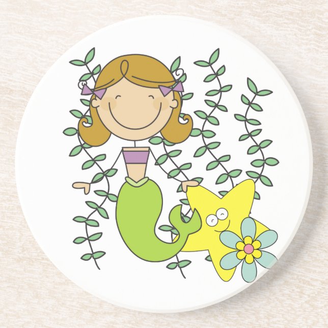 Brown Haired Mermaid Coaster (Front)