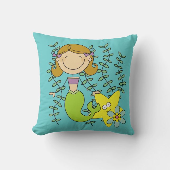 Brown Haired Mermaid Cushion (Front)