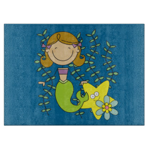 Brown Haired Mermaid Cutting Board
