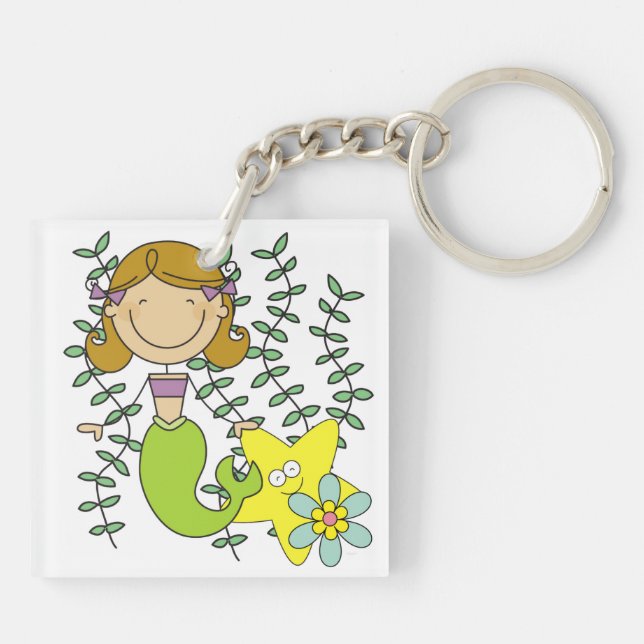 Brown Haired Mermaid Key Ring (Back)
