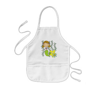 Brown Haired Mermaid Kids Apron