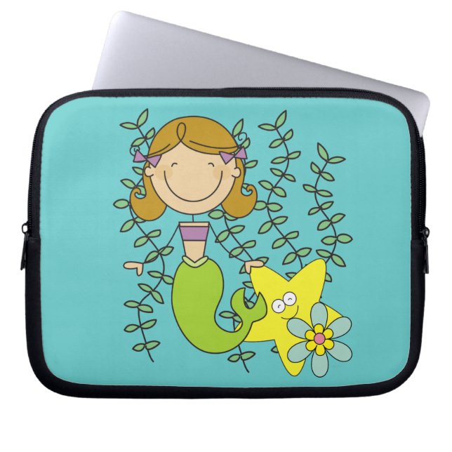 Brown Haired Mermaid Laptop Sleeve (Front)