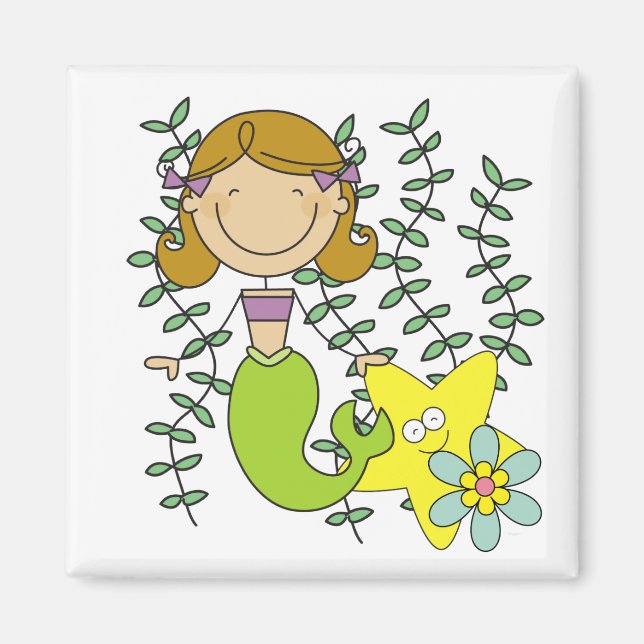 Brown Haired Mermaid Magnet (Front)
