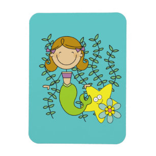 Brown Haired Mermaid Magnet