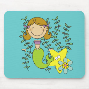 Brown Haired Mermaid Mouse Pad