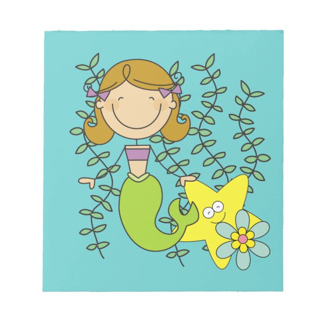 Brown Haired Mermaid Notepad (Front)