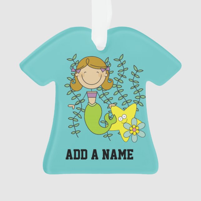 Brown Haired Mermaid Ornament (Front)