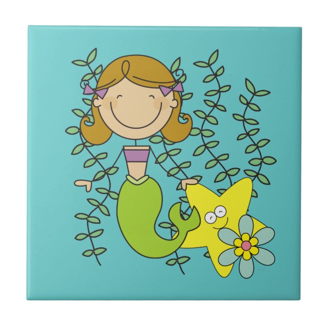 Brown Haired Mermaid Tile (Front)