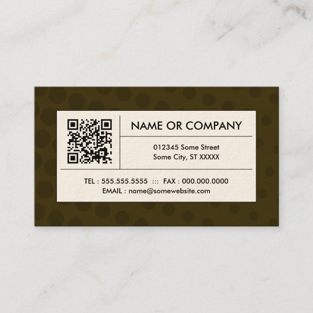 brown halftone QR code Business Card (Front)