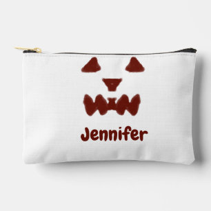 Brown Halloween scary face fall add name modern re Accessory Pouch