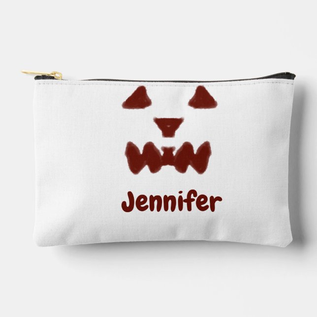 Brown Halloween scary face fall add name modern re Accessory Pouch (Front)