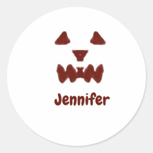 Brown Halloween scary face fall add name modern re Classic Round Sticker