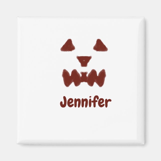 Brown Halloween scary face fall add name modern re Magnet (Front)