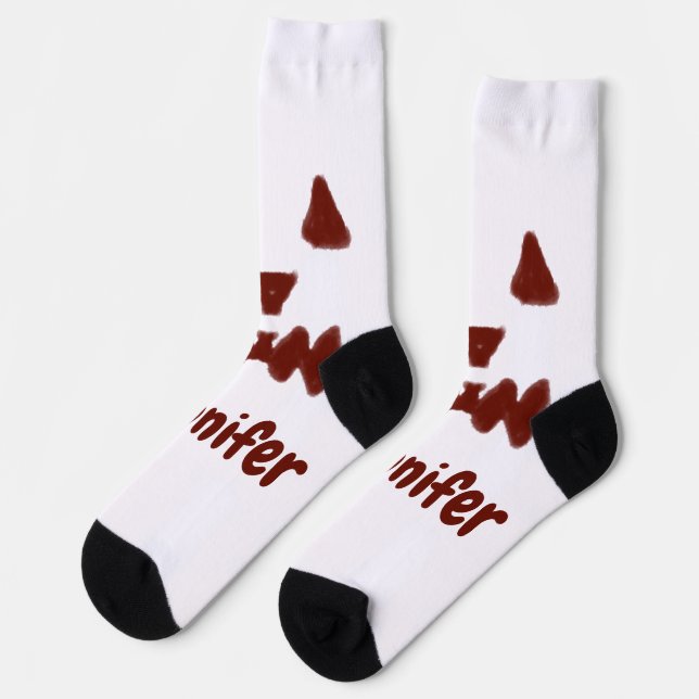 Brown Halloween scary face fall add name modern re Socks (Left)