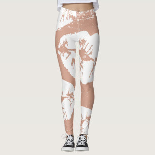 Brown hand painted kisses watercolor Leggings