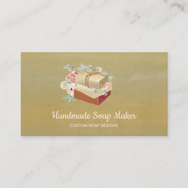 Brown Handmade Bath Bomb Soap Maker qr code Business Card (Front)