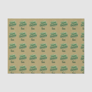 brown happy birthday green platinum colour tissue paper