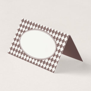 Brown Harlequin Chequered Folded Place Cards