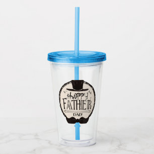 Brown Hat, Happy Fathers Day Acrylic Tumbler