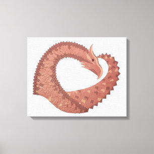 Brown heart dragon on white canvas print