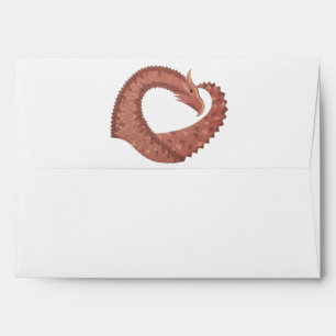 Brown heart dragon on white envelopes