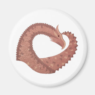 Brown heart dragon on white magnet