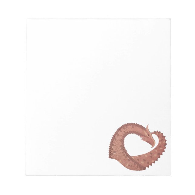 Brown heart dragon on white notepad (Front)
