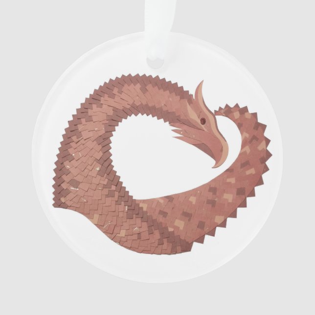 Brown heart dragon on white ornament (Front)