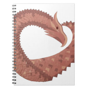 Brown heart dragon on white spiral notebook