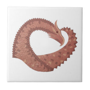 Brown heart dragon on white tile