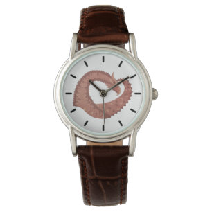 Brown heart dragon on white watch