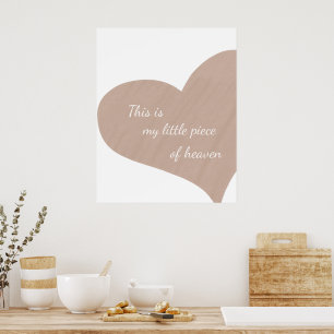 Brown Heart Heaven Quote Wall Print Poster
