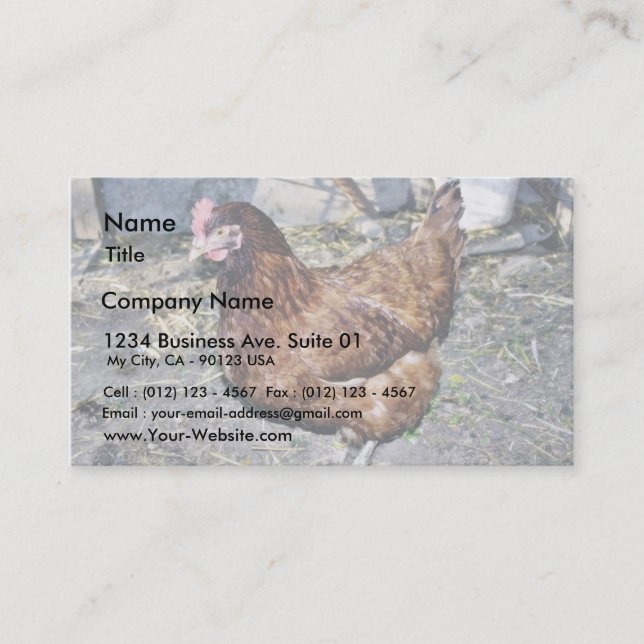 Brown Hen On The Back Yard Business Card (Front)