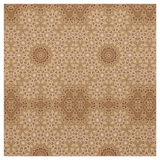 Brown Henna Lace Print Flower Pattern Fabric (Swatch)